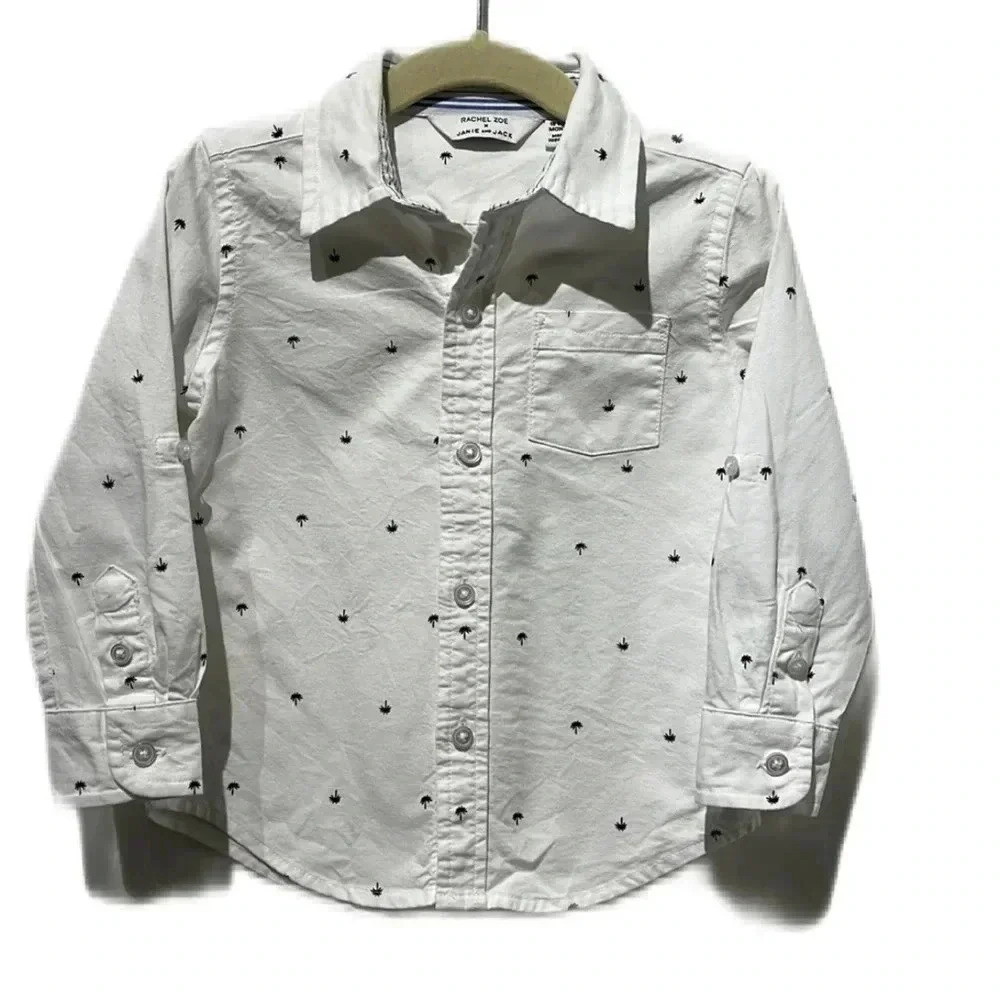 Rachel Zoe x Janie and Jack white long sleeve collared button down shirt